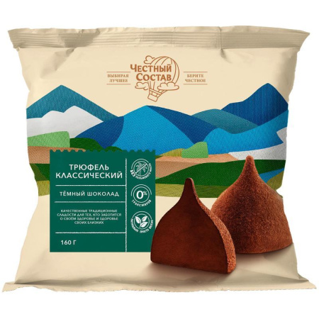 Конфеты шоколадные Честный состав Трюфели темный шоколад 160 г