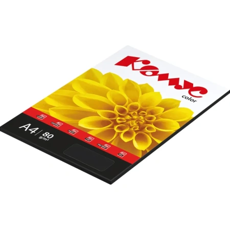 Бумага цветная для печати Комус Color черная интенсив (А4, 80 г/кв.м, 50 листов)