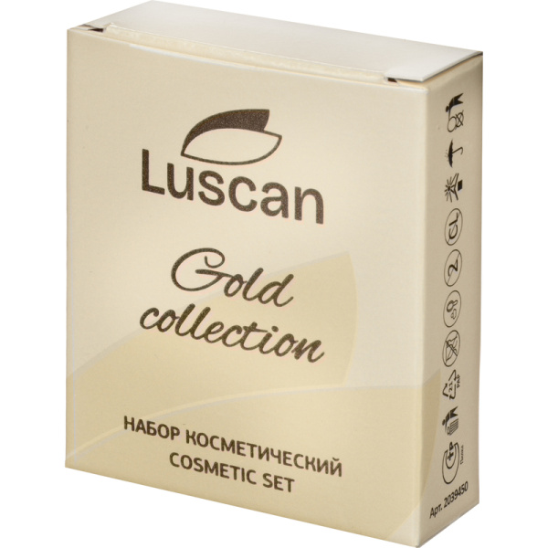 Набор косметический Luscan Gold Collection коробка (ватные палочки - 4  шт, ватные диски - 2 шт, пилочка для ногтей - 1шт, 300 штук в упаковке)