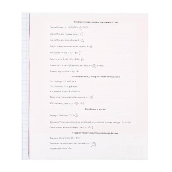 Тетрадь предметная по физике Проф-пресс Памятка для школьника А5 36 листов