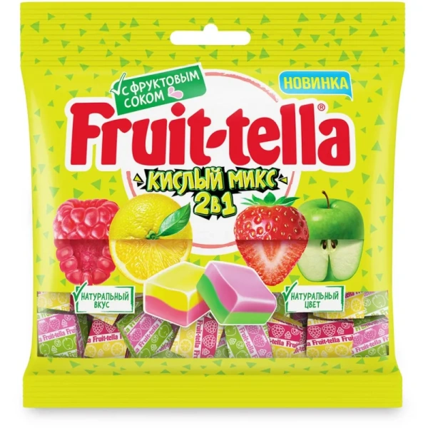 Конфеты жевательные Fruittella Кислый микс 2в1 70 г (24 штуки в  упаковке)