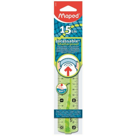 Линейка 15 см Maped Incassable пластиковая цвета в ассортименте с  резиновой вставкой (244060)