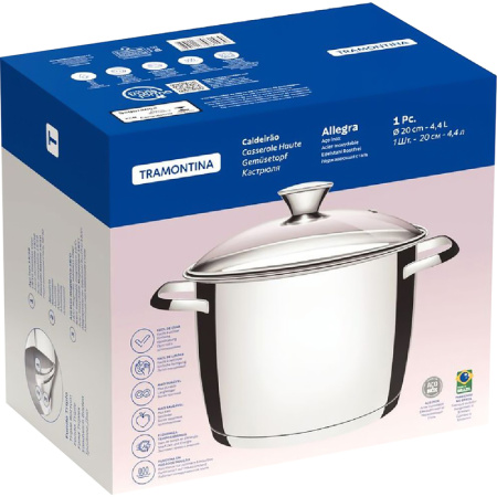 Кастрюля Tramontina Allegra 4.37 л нержавеющая сталь с крышкой