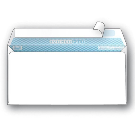 Конверт почтовый BusinessPost E65 (110x220 мм) белый удаляемая лента левое окно (1000 штук в упаковке)