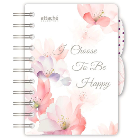 Бизнес-тетрадь Attache Selection Flower Dreams A6 120 листов белая в клетку на спирали (125х142 мм)