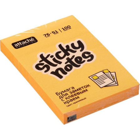 Стикеры Attache Selection 76x51 мм оранжевые неоновые 100 листов