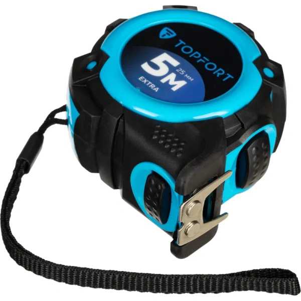 Рулетка строительная TOPFORT Extra 5 м х 25 мм с магнитным зацепом и  автостопом в прорезиненном корпусе (1990399)