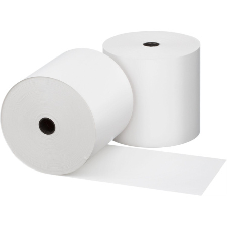 Чековая лента из термобумаги 80 мм намотка 80 м диаметр 73 мм втулка 12  мм (8 штук в упаковке)