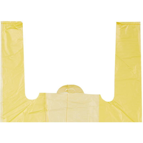Пакет-майка ПНД 18 мкм желтый (30+14x57 см, 200 штук в упаковке)