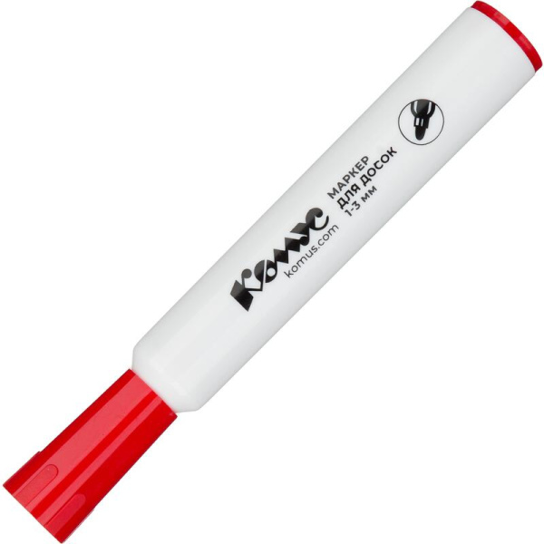 Маркер для белых досок Комус красный (толщина линии 1-3 мм) круглый  наконечник