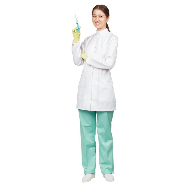 Блуза медицинская женская удлиненная м13-БЛ длинный рукав белая (размер 60-62, рост 158-164)