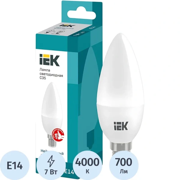 Лампа светодиодная IEK 7 Вт E14 C 4000 К 700 Лм матовая (459836)