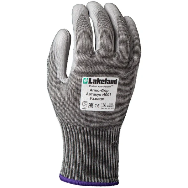 Перчатки для защиты от порезов Lakeland ArmorGrip 4001 с полиуретановым   покрытием класс защиты 5 (13 класс вязки, размер 8 (M))
