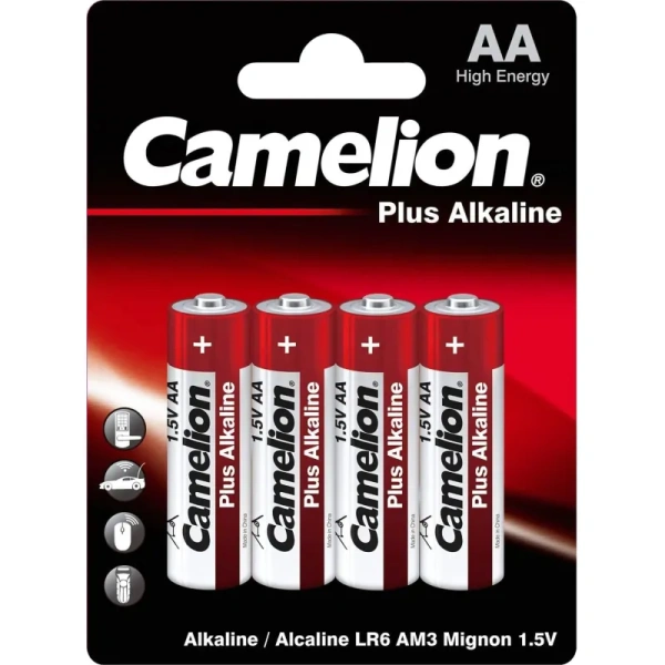 Батарейки Camelion Plus Alkaline пальчиковые АА LR6 (4 штуки в упаковке)