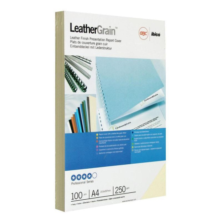 Обложки для переплета картонные GBC А4 кожа слоновая кость Обложки для переплета картонные GBC А4 кожа слоновая кость