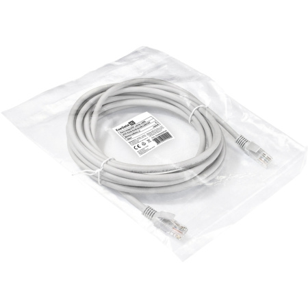 Патч-корд витая пара ExeGate UTP-RJ45-RJ45-5e-5M-LSZH-GY 5e 5 м