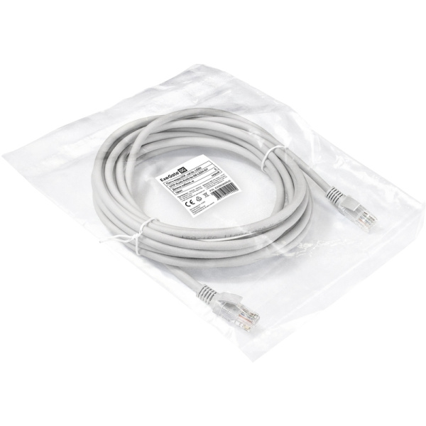 Патч-корд витая пара ExeGate UTP-RJ45-RJ45-5e-5M-LSZH-GY 5e 5 м