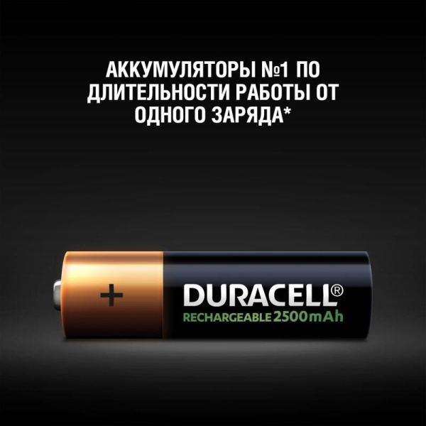 Аккумуляторные батарейки Duracell АА HR6 4 штуки (2400/2500 мАч, Ni-Mh)