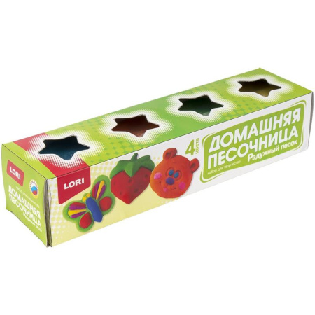 Кинетический песок Lori Радужный 4 цвета 140 г