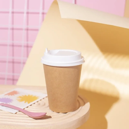 Стакан одноразовый бумажный 400 мл коричневый 50 штук в упаковке Комус Стандарт
