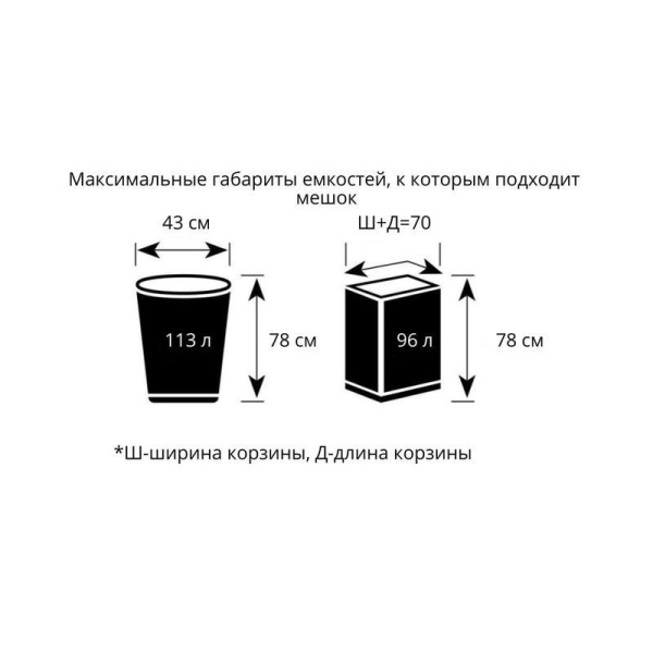 Мешки для мусора на 120 л Luscan синие (ПВД, 50 мкм, в рулоне 10 шт,  70х110 см)