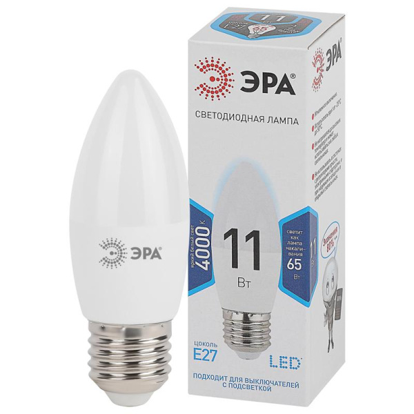 Лампа светодиодная Эра Std LED B35-11W-840-E27 свеча 11Вт E27 4000K  880Лм 220В Б0032983