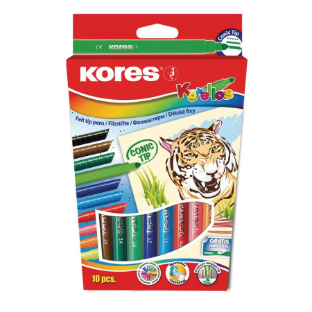 Набор фломастеров Kores Korellos 10 цветов (конический стержень) Набор фломастеров Kores Korellos 10 цветов (конический стержень)