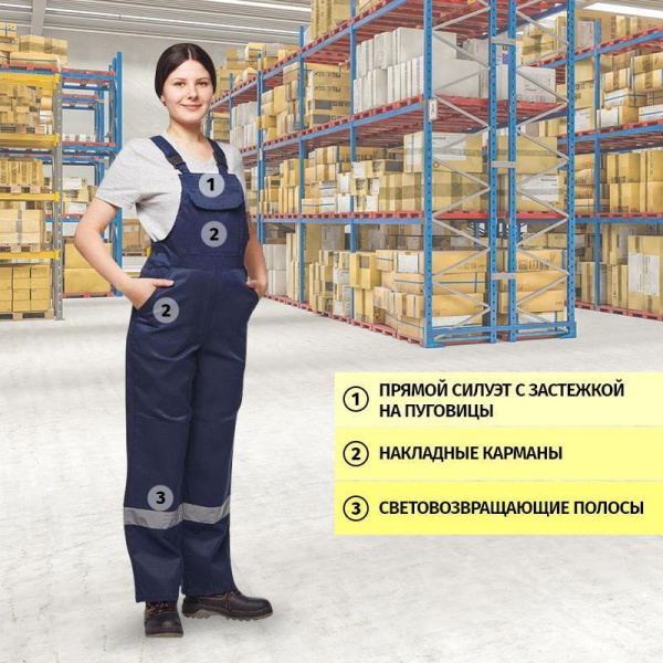 Костюм рабочий летний женский л03-КПК с СОП синий/васильковый (размер 44-46, рост 158-164)