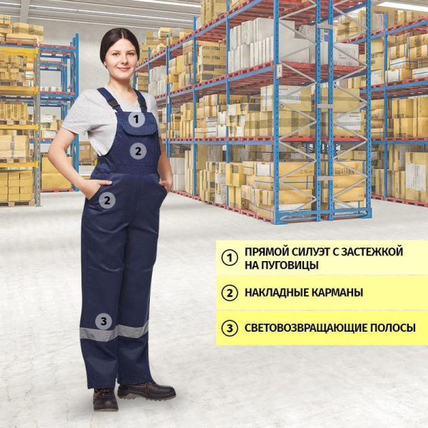 Костюм рабочий летний женский л03-КПК с СОП синий/васильковый (размер 56-58, рост 170-176)