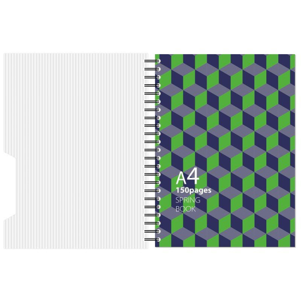 Бизнес-тетрадь Attache Selection Spring Book A4 150 листов синяя/зеленая в клетку на спирали (230х297 мм)