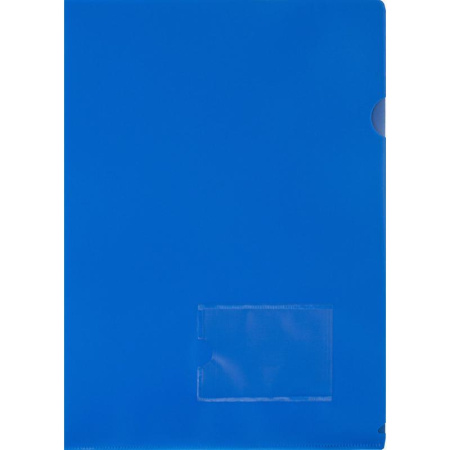 Папка-уголок Attache A4 синяя 180 мкм с карманом для визиток (20 штук в упаковке)