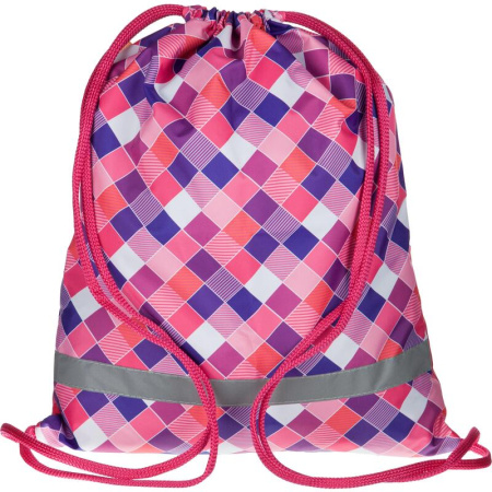 Мешок для сменной обуви №1 School Клетка 360x470 мм с 1 отделением  розовый