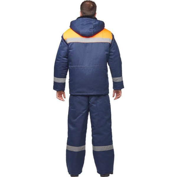 Куртка рабочая зимняя мужская з32-КУ с СОП синяя/оранжевая из смесовой  ткани (размер 48-50, рост 170-176)