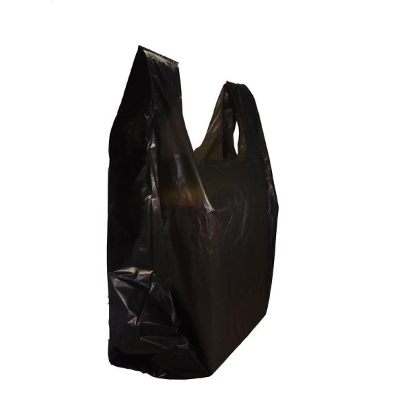 Пакет-майка ПНД 30 мкм черный (40+18x70 см, 50 штук в упаковке)