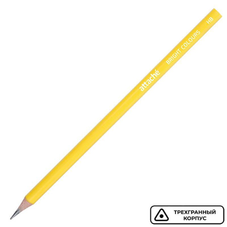 Карандаш чернографитный HB Attache Bright Colors заточенный трехгранный  (желтый корпус)