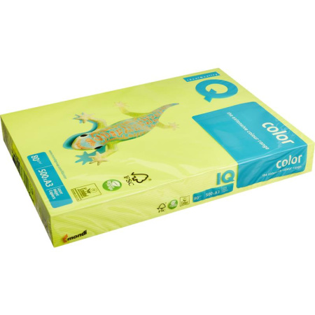 Бумага цветная для офисной техники IQ Color (А3, 80 г/кв.м, NEOGB-желтый неон, 500 листов)