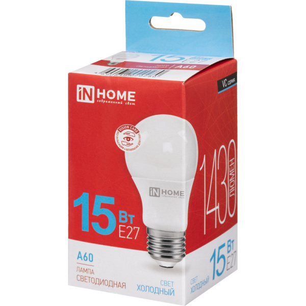 Лампа светодиодная In Home LED-A60-VC 15Вт Е27 6500К 1430Лм матовая