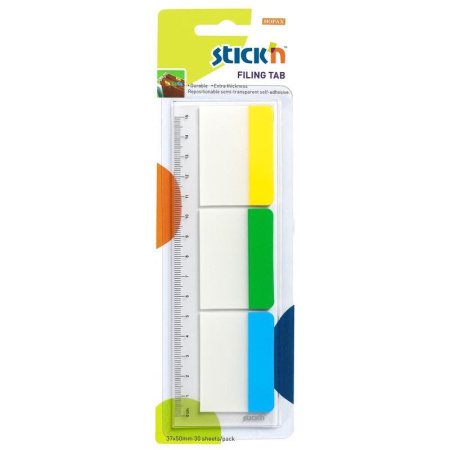 Клейкие закладки Hopax Stick'n пластиковые 3 цвета по 10 листов 37x50 мм