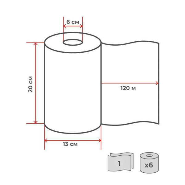Полотенца бумажные в рулонах с центральной вытяжкой Luscan Professional  Optima 1-слойные 6 рулонов по 120 метров