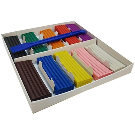 Пластилин классический Аттракционы набор 10 цветов 200 г со стеком