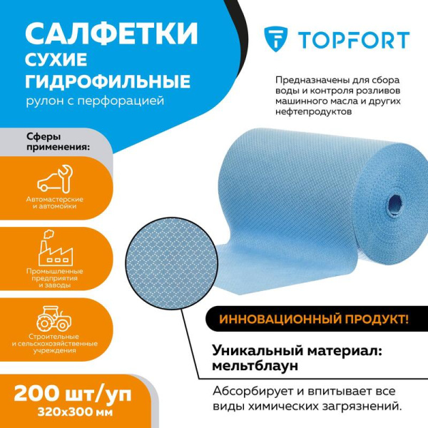 Салфетки сухие для протирки автомобиля TOPFORT 320x300 мм