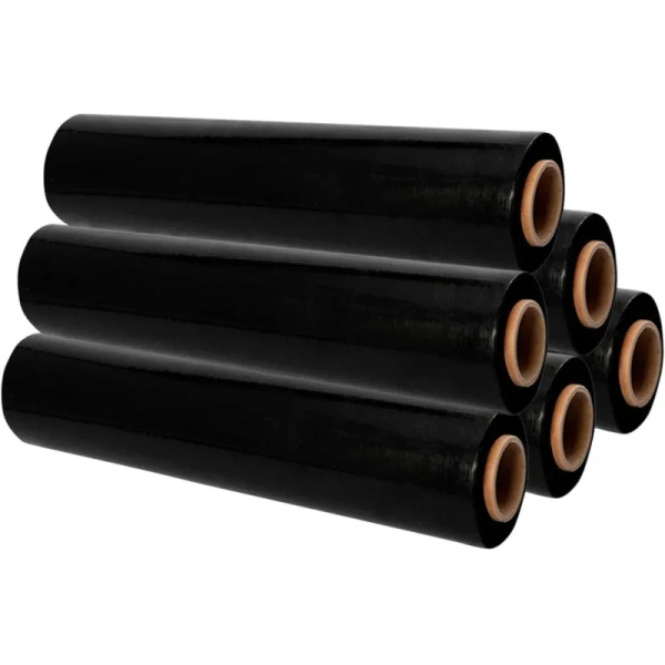 Стрейч-плёнка для ручной упаковки 2 кг 20 мкм x 500 мм x 217 м чёрная  вторичное сырьё (6 штук в упаковке)