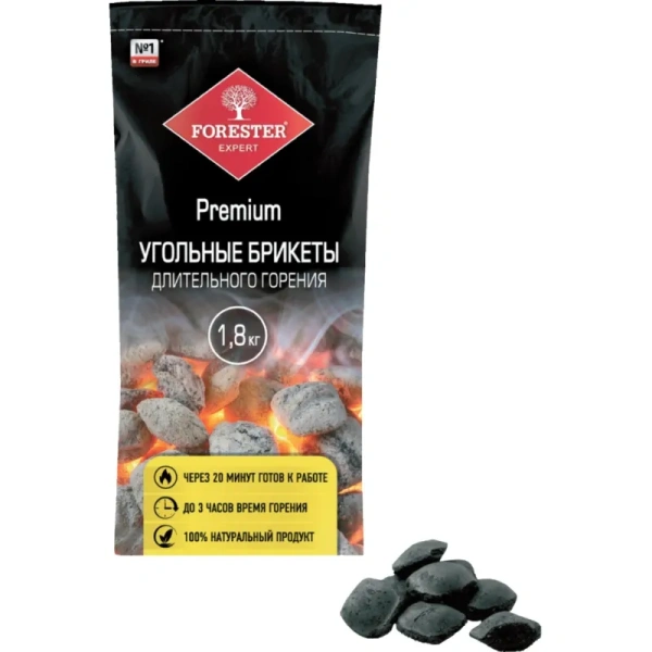 Брикет древесно-угольный Forester Премиум для гриля 1.8 кг