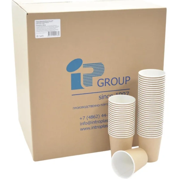 Стакан одноразовый бумажный 250/280 мл коричневый 1000 штук в упаковке