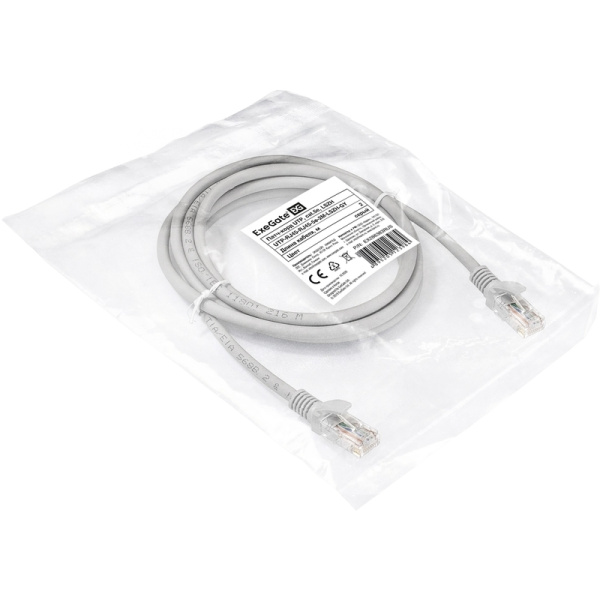 Патч-корд витая пара ExeGate UTP-RJ45-RJ45-5e-2M-LSZH-GY 5e 2 м