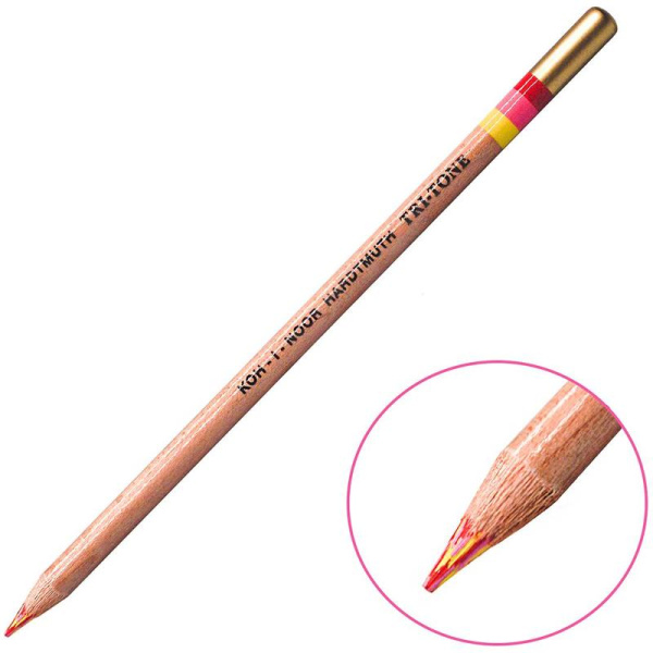 Карандаши цветные Koh-I-Noor Tri-tone 11 цветов круглые с  карандашом-блендером