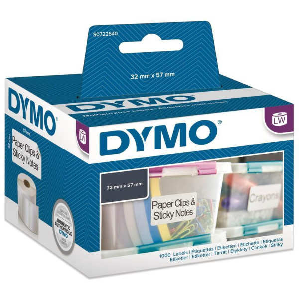 Картридж для принтера этикеток DYMO S0722540 LW (32 мм x 57 мм, цвет ленты белый, шрифт черный)