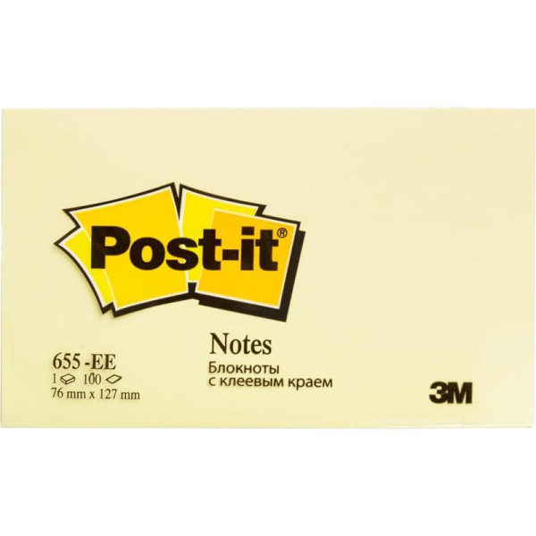 Стикеры Post-it 76x127 мм желтые пастельные 100 листов