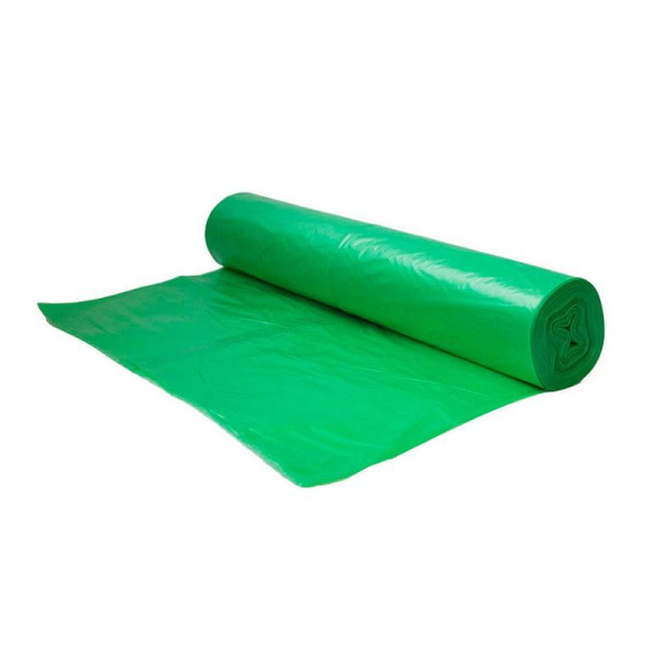 Мешки для мусора на 120 л Luscan зеленые (ПНД, 25 мкм, в рулоне 20 шт,  70x110 см)