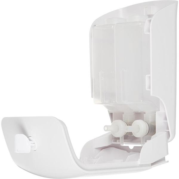 Двухкамерный дозатор для жидкого мыла/геля/шампуня Luscan Professional  Etalon пластиковый белый 2x0,55 л